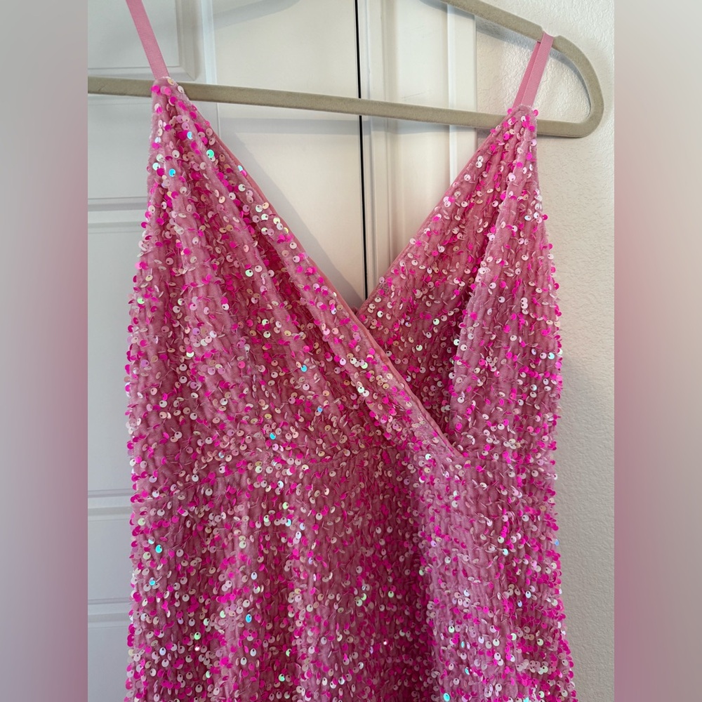 Southern Fried Chicks Pink Velvet Sequin Beaded Dress Medium M NWOT - Picture 3 of 10